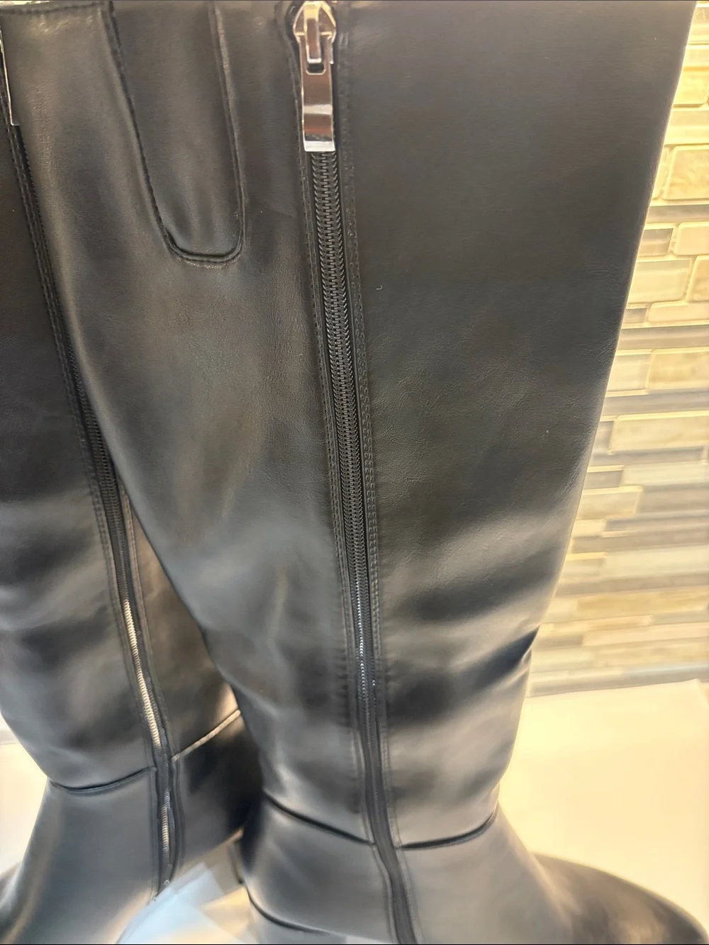Black Knee-High Leather Boots - Women's Classic Style